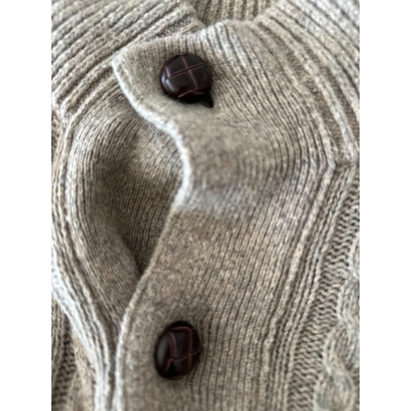 Banana Republic Sweater Men L Grey Cable Shawl Fisherman Cardigan Preppy Grandpa - Picture 4 of 7